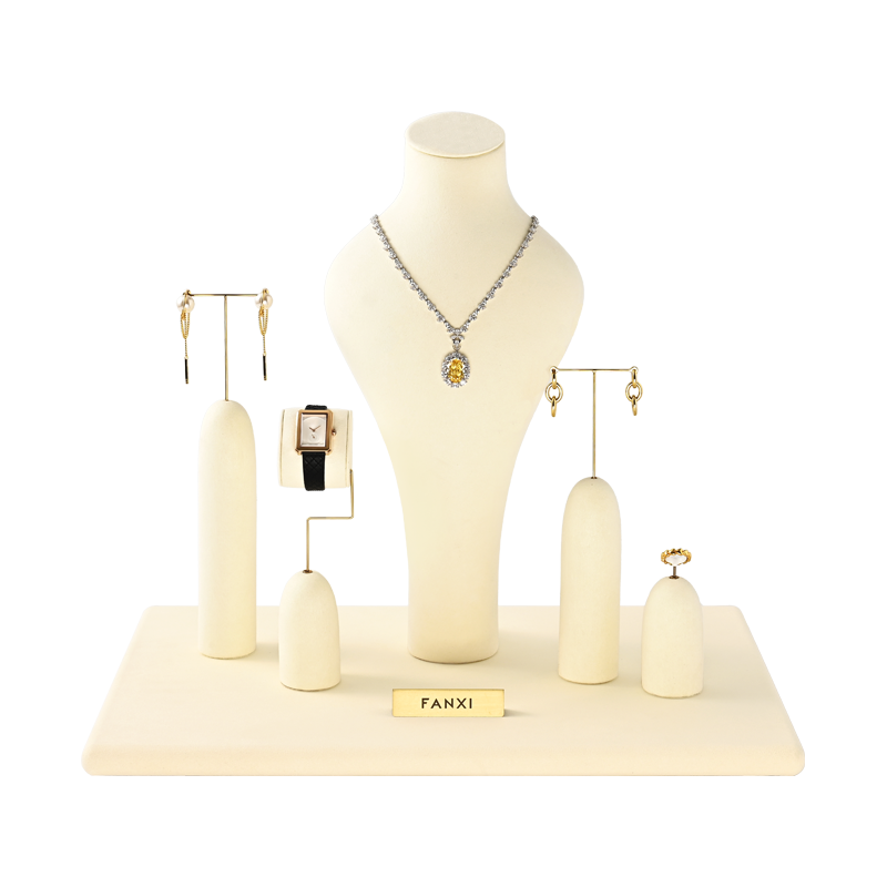 FANXI TT364 Manufacturers Direct Storage Jewelry Display Stand Beige Jewelry Display Rack Jewelry Display for Store Window