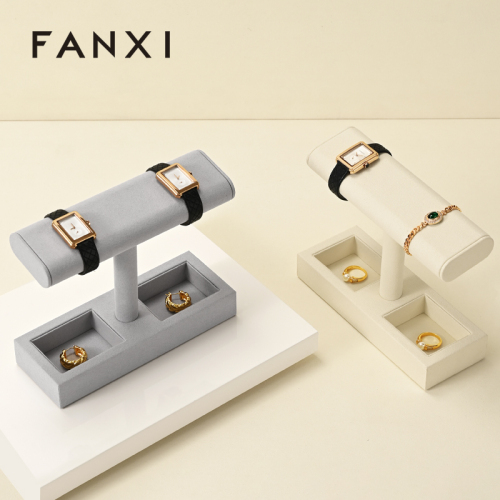 FANXI J003 Microfiber Watch Display Stand Custom Logo Jewelry Display Holder for Watch Necklace Bracelets Storage and Display