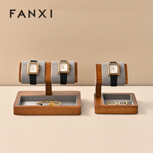 FANXI SM236 Wooden Watch Display Stand Custom Logo Jewelry Display Holder for Watch Necklace Bracelets Storage and Display