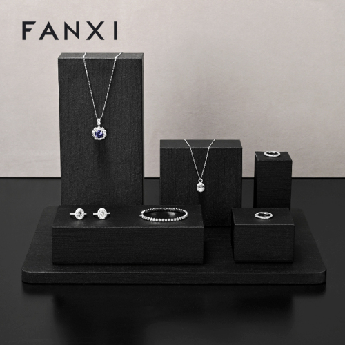FANXI J012 Leather luxury counter ring stand necklace jewelry display set display props windows jewellery display showcase