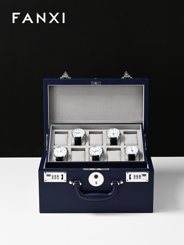 X072 High-Security Leather Watch Storage Box 8 10 Slot Watch Organizer with Fingerprint Lock