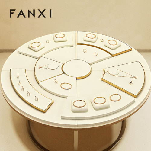 TT532 Luxury Jewelry Display Stand Set Microfiber Metal Jewelry Display Showcase Earring Bracelet Display