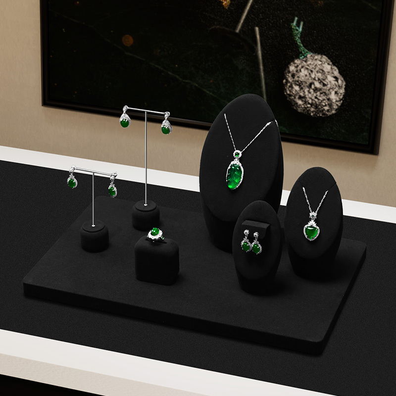 FANXI factory black microfiber jewelry display stand set