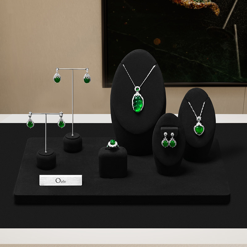 FANXI factory black microfiber jewelry display stand set