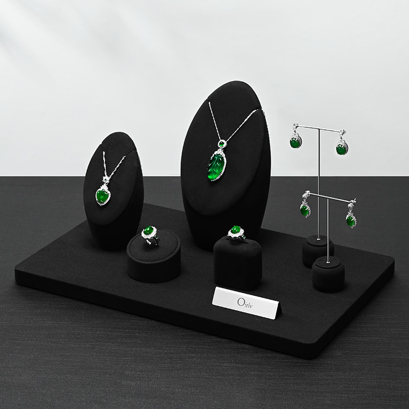 FANXI factory black microfiber jewelry display stand set