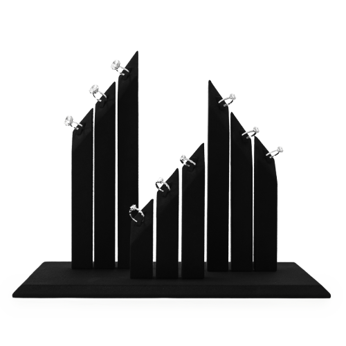 TT555 Black Microfiber Jewelry Display Set Ring Display Stand