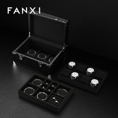 X075 Luxury Leather Jewelry Suitcase Watch Box Jewelry Storage Case