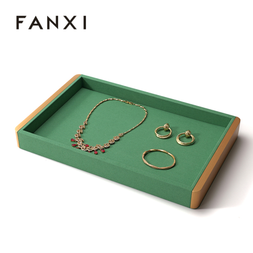 Microfiber Metal Showcase Jewelry Display Trays Custom Jewelry Display Stand Tray
