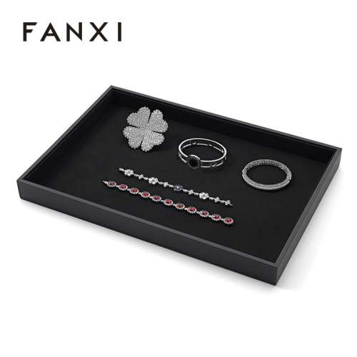 Custom logo Luxury Jewellery Packaging Display Tray Jewelry Ring Tray Leather Presentation Tray