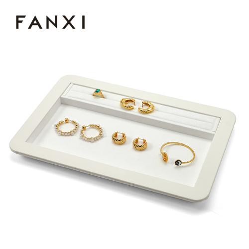 Leather Jewelry Plate Jewelry Display Tray Earring Ring Bracelet Jewelry Display Set Showcase Jewellery Display Trays