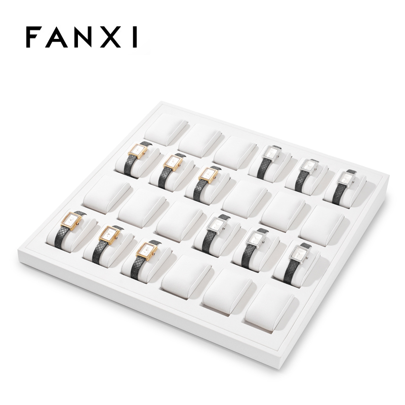 Luxury Design Wholesale Leather Watch Display Trays Multiple Slots Watch Tray for Store