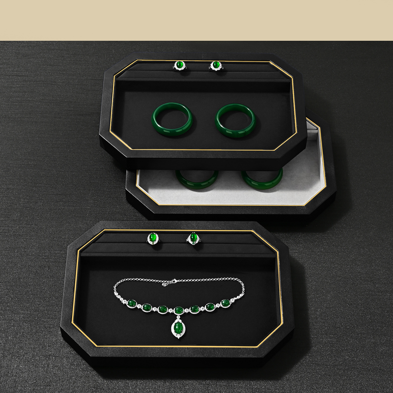P234 PU Leather Jewelry Displays for Ring Earrings Bracelet Microfiber Jewelry Display Trays