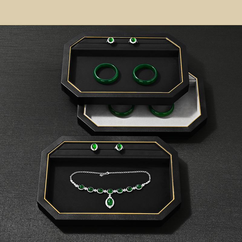 P234 PU Leather Jewelry Displays for Ring Earrings Bracelet Microfiber Jewelry Display Trays