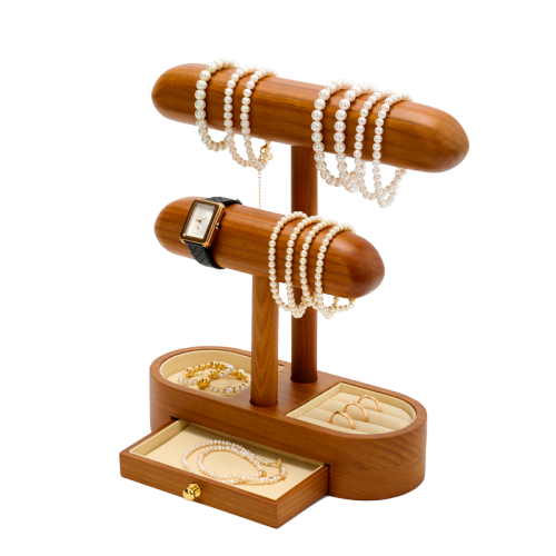 SM245 Wooden Watch Holder Bracelet Display Stand Microfiber Luxury Watch Display Stand Jewelry Box Organizer