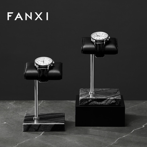FANXI luxury new design marble base soft leather metal watch display stand holder