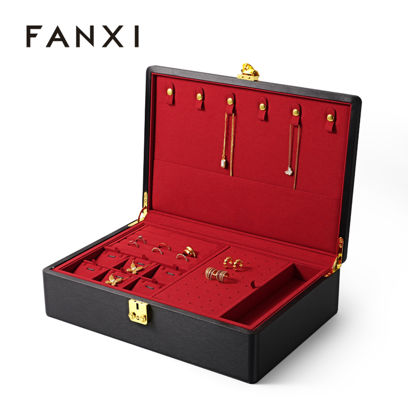 Custom logo Travel Jewelry Box Organizer Wholesale Pu Leather Earring Ring Necklace Jewellery Case