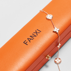 H136 Orange Leather Luxury Jewelry Box Set Ring Necklace Bracelet Earring Jewelry Gift Box Custom Logo