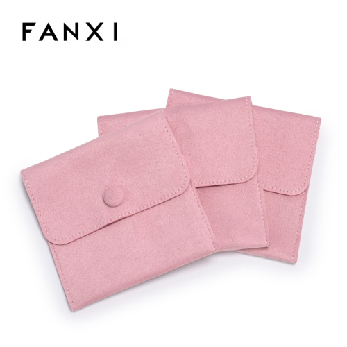 Pink Suede Jewelry Pouch High End Custom logo Jewelry Gift Bag Pouch with logo