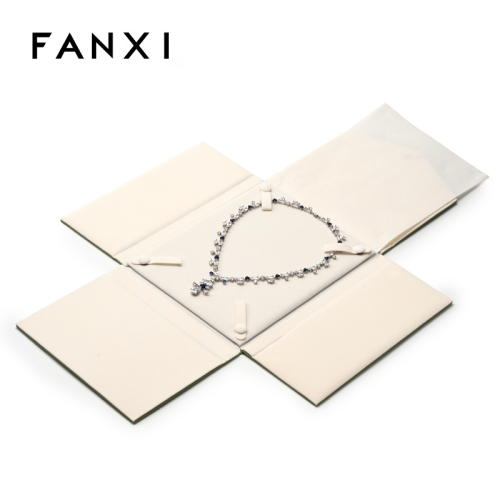 Foldable Leather Velvet Jewelry Storage Holder Necklace Green Jewelry Case Box