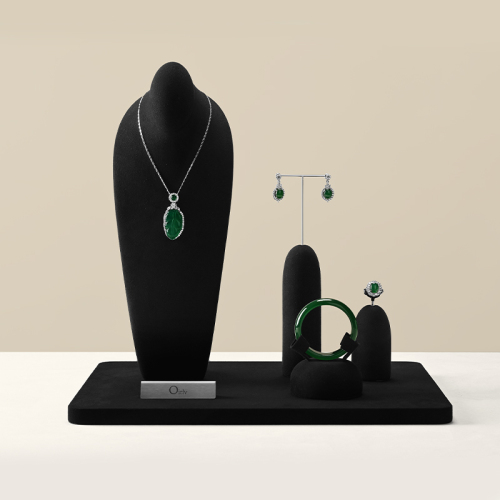 J018 Jewelry Display Stand Black Microfiber Earring Ring Bracelet Necklace Display Stand