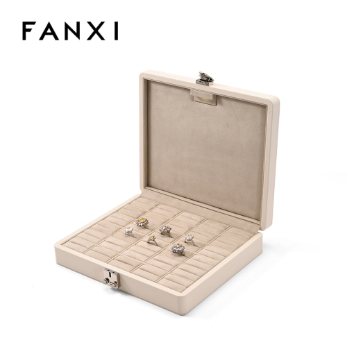 Leather Suede Jewelry Case Ring Box Big Size Luxury Jewelry Storage Box Ring Organizer Jewelry Display Box