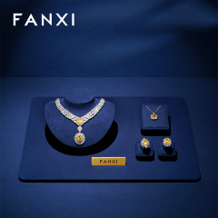 TT594 Microfiber Jewelry Combination Set Luxury Ring Necklace Earring Bracelet Display Set