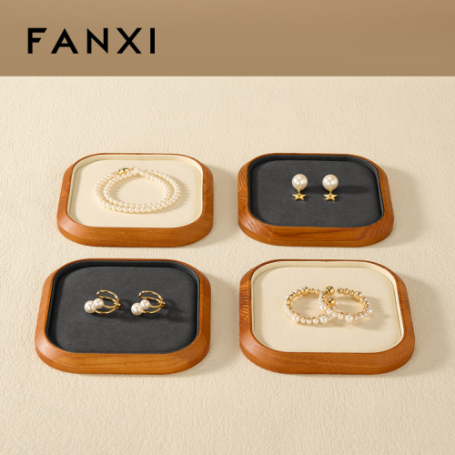 P237 Jewelry Display Tray Wooden Plate Necklace Ring Earring Display Plate Custom Logo
