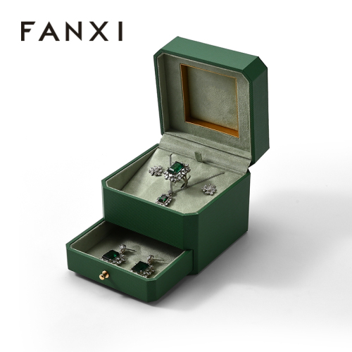 Green Jewelry Box Double Layer Multifunctional Box Necklace Ring Earring Bracelet Storage Box