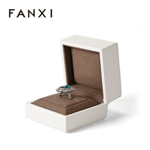 Jewelry Box Magnetic Box With Lid Brown White Leather Microfiber Jewelry Box Custom Logo