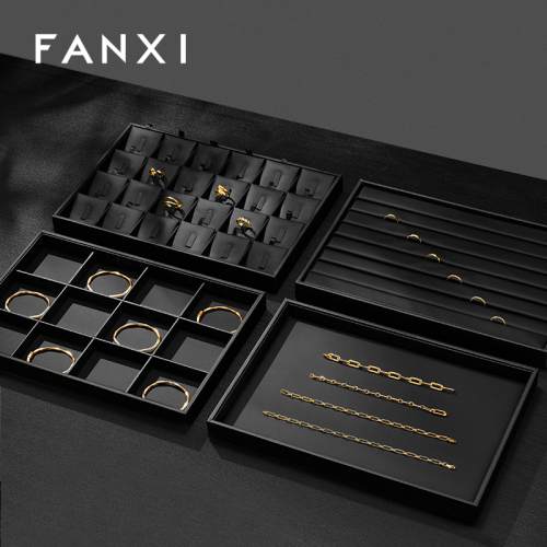 FANXI P017 Black PU Leather Jewelry Display Trays Custom Tray for Ring Pedant Bangle
