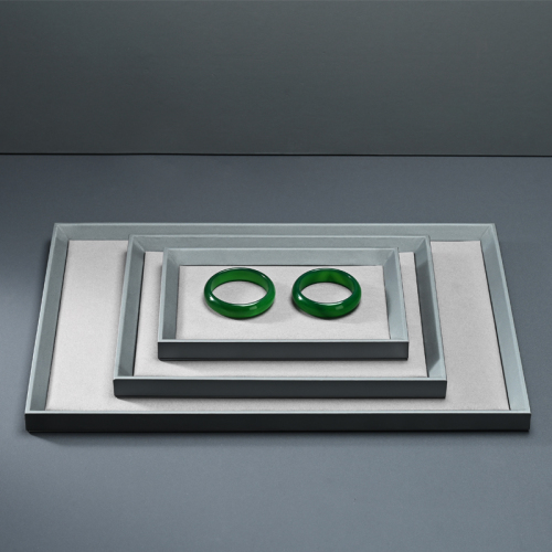 P081 Jewelry Tray Gray Leather Microfiber Jewelry Shop Displays Trays Leather Jewelry Display showcase Tray