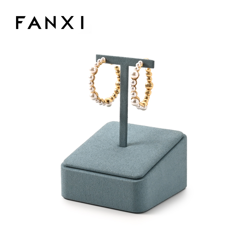 Earring Stand Blue Microfiber Jewelry Display Stand Luxury Display Stand