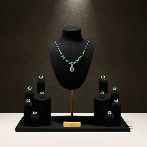 FANXI TT076 Custom Black Window jewelry display cabinet Jewelry display sets luxury