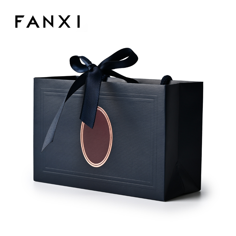 Jewelry Bag Blue Paper Bag Luxury Gift Packaging Bag Custom Logo