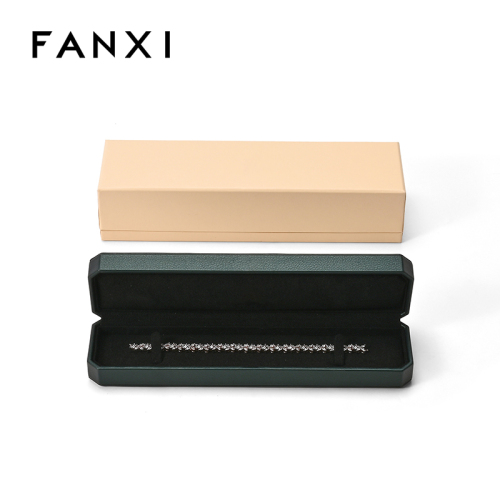 Green Leather Long Chain Box Jewelry Set Box Custom Logo Classic Jewelry Packaging Box