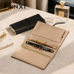 D078 Jewelry Storage Bag Leather and Velvet Ring Earring Necklace Packaging Bag Travel Storage Bag