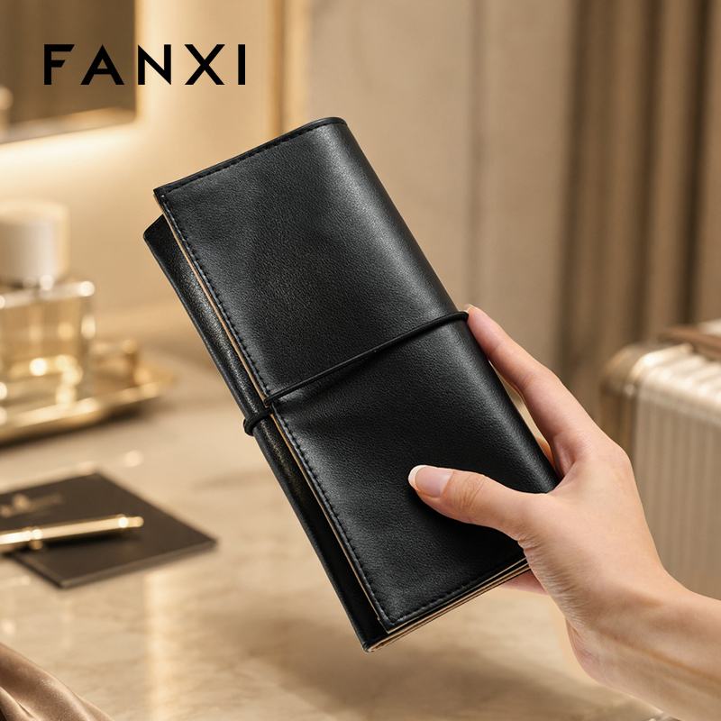 D078 Jewelry Storage Bag Leather and Velvet Ring Earring Necklace Packaging Bag Travel Storage Bag