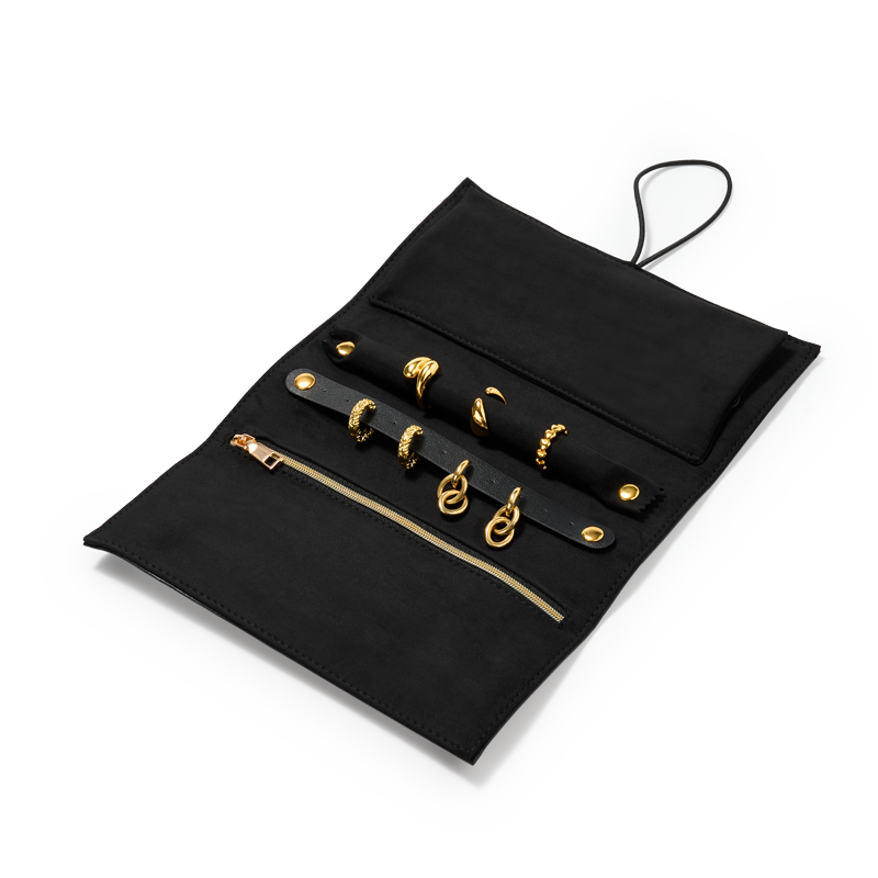 D078 Jewelry Storage Bag Leather and Velvet Ring Earring Necklace Packaging Bag Travel Storage Bag