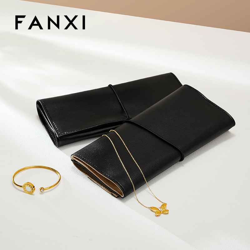 D078 Jewelry Storage Bag Leather and Velvet Ring Earring Necklace Packaging Bag Travel Storage Bag