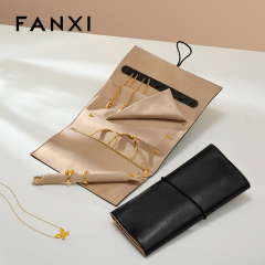 D078 Jewelry Storage Bag Leather and Velvet Ring Earring Necklace Packaging Bag Travel Storage Bag