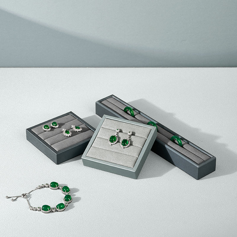 PU053-61 Gray Jewelry Sisplay Tray Earring Ring Display Tray Custom Logo Custom Size