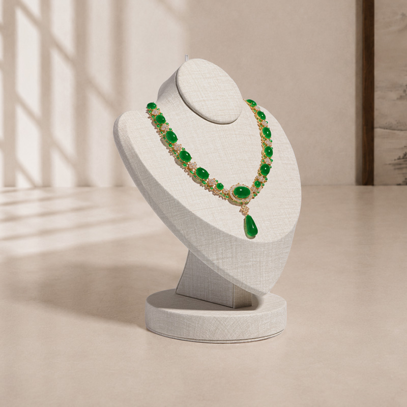 PU075 Leather Necklace Bust Necklace Display Stand Beige Black Jewelry Portrait Stand