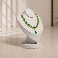 PU075 Leather Necklace Bust Necklace Display Stand Beige Black Jewelry Portrait Stand