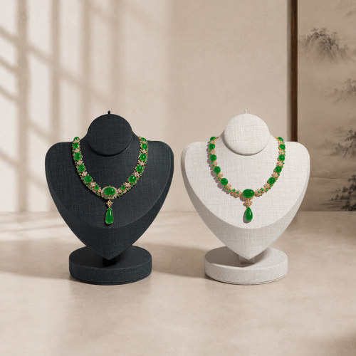 PU075 Leather Necklace Bust Necklace Display Stand Beige Black Jewelry Portrait Stand