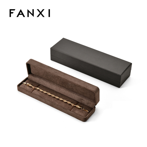 Brown Suede Tennis Bracelet Box Luxury Jewelry Box with Outsiade Box