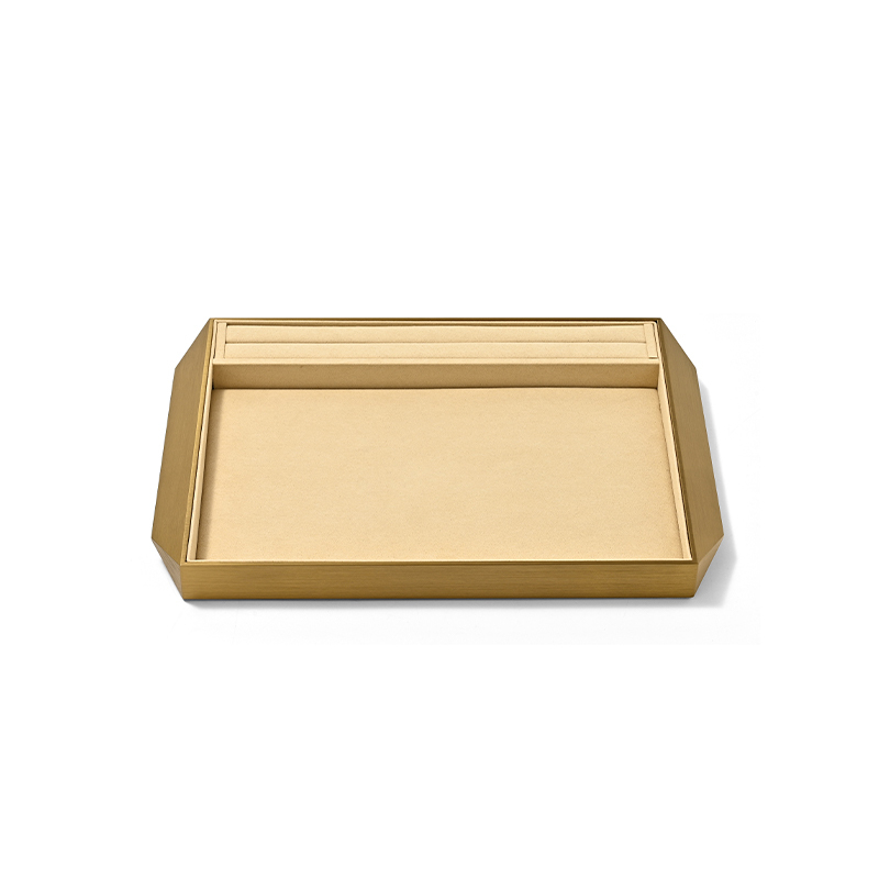 Jewelry Display Tray Microfiber Golden Metal Jewelry Tray Custom Logo
