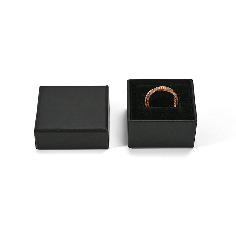 Black Paper Velvet Ring Box Custom Logo Jewelry Box Diamond Box