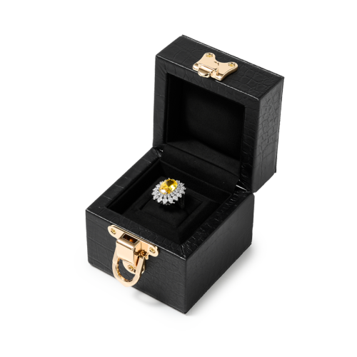 H216 Luxury Croc Texture Leather Jewellery Box With Golden Clasp Custom Logo Ring Earrings Jewelry Packaging Box