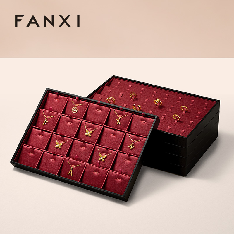 P246 Jewelry Storage Tray Silk PU Leather Jewelry Plate Earring Bracelet Ring Pendant Jewelry Tray
