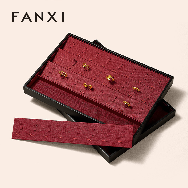 P246 Jewelry Storage Tray Silk PU Leather Jewelry Plate Earring Bracelet Ring Pendant Jewelry Tray